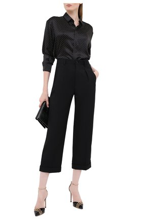 Женские шерстяные брюки SAINT LAURENT черного цвета по цене 76700 руб., арт. 627259/Y221W | Фото 2 Женские шерстяные брюки SAINT LAURENT черного цвета, арт. 627259/Y221W | Фото 2