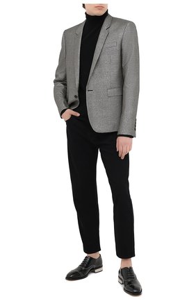 Мужской пиджак из шерсти и вискозы SAINT LAURENT серебряного цвета по цене 209500 руб., арт. 600331/Y1B55 | Фото 2 Мужской пиджак из шерсти и вискозы SAINT LAURENT серебряного цвета, арт. 600331/Y1B55 | Фото 2 (Рукава: Длинные; Материал внешний: Шерсть; Длина (для топов): Стандартные; Материал подклада: Шелк; 1-2-бортные: Однобортные; Пиджаки М: Прямой; Стили: Классический)