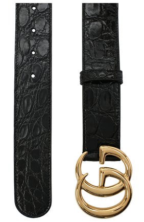 Женский ремень из кожи каймана GUCCI черного цвета по цене 87600 руб., арт. 400593/E7I00/CCR0 | Фото 2 Женский ремень из кожи каймана GUCCI черного цвета, арт. 400593/E7I00/CCR0 | Фото 2