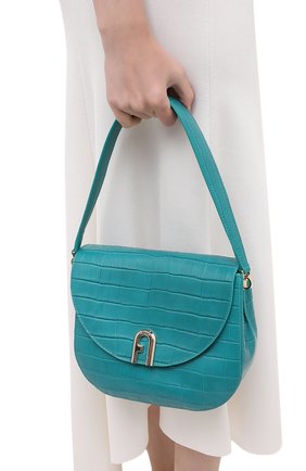 Женская сумка sleek FURLA бирюзового цвета по цене 34500 руб., арт. BAWHABR/KO0000 | Фото 2 Женская сумка sleek FURLA бирюзового цвета, арт. BAWHABR/KO0000 | Фото 2