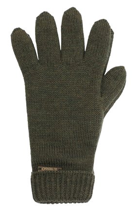 Детские шерстяные перчатки IL TRENINO хаки цвета, арт. 20 4063/E0 | Фото 1 (Материал: Шерсть, Текстиль)