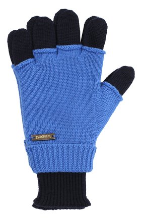 Детские шерстяные перчатки IL TRENINO синего цвета, арт. 20 7859/E0 | Фото 1 (Материал: Шерсть, Текстиль; Региональные ограничения белый список (Axapta Mercury): RU)
