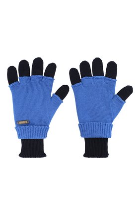Детские шерстяные перчатки IL TRENINO синего цвета, арт. 20 7859/E0 | Фото 2 (Материал: Шерсть, Текстиль; Региональные ограничения белый список (Axapta Mercury): RU)