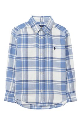 Детская хлопковая рубашка POLO RALPH LAUREN голубого цвета по цене 6805 руб., арт. 323785811 | Фото 1 Детская хлопковая рубашка POLO RALPH LAUREN голубого цвета, арт. 323785811 | Фото 1