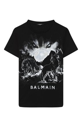 Детская хлопковая футболка BALMAIN черного цвета по цене 16550 руб., арт. 6N8581/NX330/12-16 | Фото 1 Детская хлопковая футболка BALMAIN черного цвета, арт. 6N8581/NX330/12-16 | Фото 1