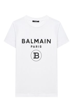 Детская хлопковая футболка BALMAIN белого цвета по цене 9700 руб., арт. 6N8561/NX290/4-10 | Фото 1 Детская хлопковая футболка BALMAIN белого цвета, арт. 6N8561/NX290/4-10 | Фото 1