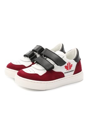 Детские кожаные кеды DSQUARED2 бордового цвета по цене 16350 руб., арт. 64904/KALEID0/18-27 | Фото 1 Детские кожаные кеды DSQUARED2 бордового цвета, арт. 64904/KALEID0/18-27 | Фото 1 (Материал внутренний: Натуральная кожа; Кросс-КТ: велькро; Материал внешний: Кожа)