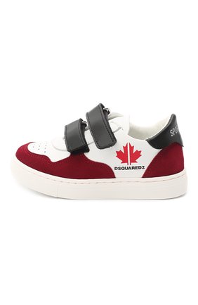Детские кожаные кеды DSQUARED2 бордового цвета по цене 16350 руб., арт. 64904/KALEID0/18-27 | Фото 2 Детские кожаные кеды DSQUARED2 бордового цвета, арт. 64904/KALEID0/18-27 | Фото 2 (Материал внутренний: Натуральная кожа; Кросс-КТ: велькро; Материал внешний: Кожа)