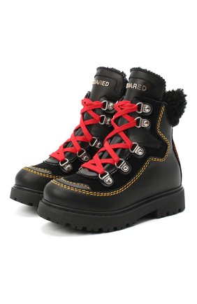 Детские кожаные ботинки DSQUARED2 черного цвета по цене 22650 руб., арт. 65191/GAUCH0/18-27 | Фото 1 Детские кожаные ботинки DSQUARED2 черного цвета, арт. 65191/GAUCH0/18-27 | Фото 1