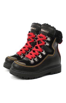 Детские кожаные ботинки DSQUARED2 черного цвета по цене 38150 руб., арт. 65191/GAUCH0/28-35 | Фото 1 Детские кожаные ботинки DSQUARED2 черного цвета, арт. 65191/GAUCH0/28-35 | Фото 1 (Кросс-КТ: хайкеры; Материал утеплителя: Натуральный мех; Материал внешний: Кожа; Длина стельки: 22,2, 21, 23,6; толщина подошвы: 2,4, 2,2)