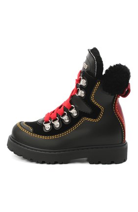 Детские кожаные ботинки DSQUARED2 черного цвета по цене 38150 руб., арт. 65191/GAUCH0/28-35 | Фото 2 Детские кожаные ботинки DSQUARED2 черного цвета, арт. 65191/GAUCH0/28-35 | Фото 2 (Кросс-КТ: хайкеры; Материал утеплителя: Натуральный мех; Материал внешний: Кожа; Длина стельки: 22,2, 21, 23,6; толщина подошвы: 2,4, 2,2)