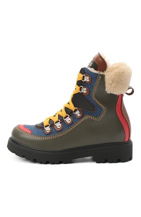 Детские кожаные ботинки DSQUARED2 хаки цвета по цене 41950 руб., арт. 65191/S0FTY/36-41 | Фото 2 Детские кожаные ботинки DSQUARED2 хаки цвета, арт. 65191/S0FTY/36-41 | Фото 2 (Материал утеплителя: Натуральный мех; Кросс-КТ: хайкеры; Материал внешний: Кожа; Длина стельки: 23,5, 24,3, 26,3, 25, 23, 24, 24,6, 25,3, 26; ширина носка стельки: 7,5, 7,7, 8, 8,2; высота каблука: 3,8; толщина подошвы: 2,5)