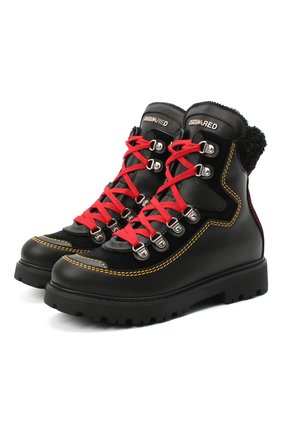Детские кожаные ботинки DSQUARED2 черного цвета по цене 27600 руб., арт. 65191/GAUCH0/36-41 | Фото 1 Детские кожаные ботинки DSQUARED2 черного цвета, арт. 65191/GAUCH0/36-41 | Фото 1