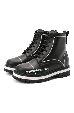Детские кожаные ботинки DSQUARED2 черного цвета по цене 23700 руб., арт. 65196/RUNNER/28-35 | Фото 1 Детские кожаные ботинки DSQUARED2 черного цвета, арт. 65196/RUNNER/28-35 | Фото 1