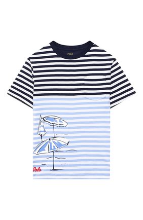 Детская хлопковая футболка POLO RALPH LAUREN голубого цвета по цене 3620 руб., арт. 323786418 | Фото 1 Детская хлопковая футболка POLO RALPH LAUREN голубого цвета, арт. 323786418 | Фото 1