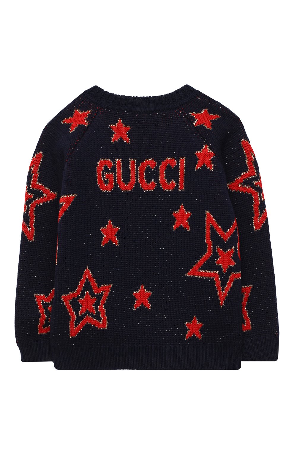 Детский шерстяной пуловер GUCCI темно-синего цвета по цене 20700 руб., арт. 621873/XKBGX | Фото 2 Детский шерстяной пуловер GUCCI темно-синего цвета, арт. 621873/XKBGX | Фото 2