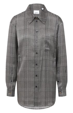 Женская шелковая рубашка BURBERRY серого цвета по цене 69950 руб., арт. 8030903 | Фото 1 Женская шелковая рубашка BURBERRY серого цвета, арт. 8030903 | Фото 1
