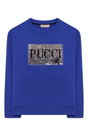 Детский хлопковый свитшот EMILIO PUCCI синего цвета по цене 9950 руб., арт. 9N4040/NE020/5-8 | Фото 1 Детский хлопковый свитшот EMILIO PUCCI синего цвета, арт. 9N4040/NE020/5-8 | Фото 1