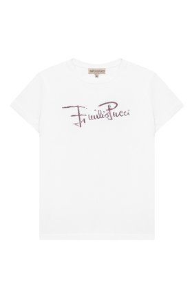Детская хлопковая футболка EMILIO PUCCI белого цвета по цене 6995 руб., арт. 9N8151/NC470/10-14 | Фото 1 Детская хлопковая футболка EMILIO PUCCI белого цвета, арт. 9N8151/NC470/10-14 | Фото 1