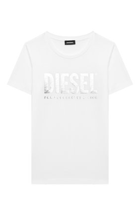 Детская хлопковая футболка DIESEL белого цвета по цене 3725 руб., арт. 00J50W-00YI9 | Фото 1 Детская хлопковая футболка DIESEL белого цвета, арт. 00J50W-00YI9 | Фото 1