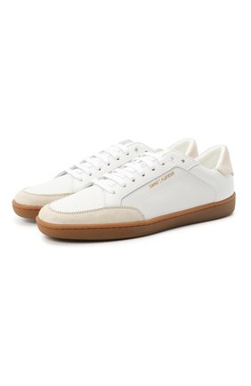 Женские кожаные кеды SAINT LAURENT бежевого цвета по цене 38200 руб., арт. 612656/1JZF0 | Фото 1 Женские кожаные кеды SAINT LAURENT бежевого цвета, арт. 612656/1JZF0 | Фото 1