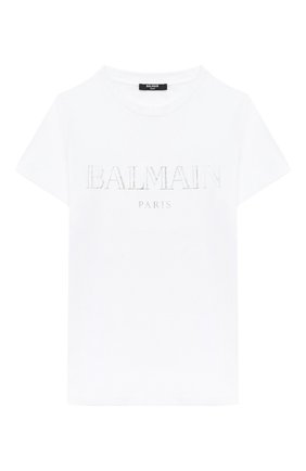 Детская хлопковая футболка BALMAIN белого цвета по цене 11900 руб., арт. 6N8551/NX290/12-16 | Фото 1 Детская хлопковая футболка BALMAIN белого цвета, арт. 6N8551/NX290/12-16 | Фото 1