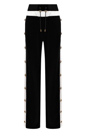 Женские хлопковые брюки BALMAIN черно-белого цвета по цене 199500 руб., арт. UF15362/J076 | Фото 1 Женские хлопковые брюки BALMAIN черно-белого цвета, арт. UF15362/J076 | Фото 1