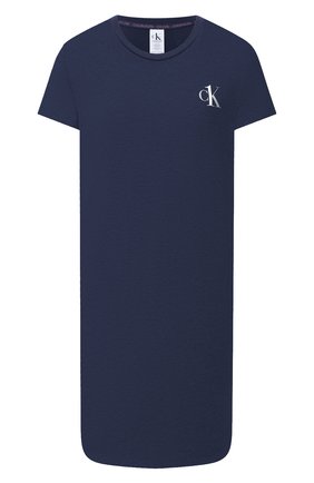 Женская хлопковая сорочка CALVIN KLEIN темно-синего цвета по цене 4995 руб., арт. QS6358E | Фото 1 Женская хлопковая сорочка CALVIN KLEIN темно-синего цвета, арт. QS6358E | Фото 1