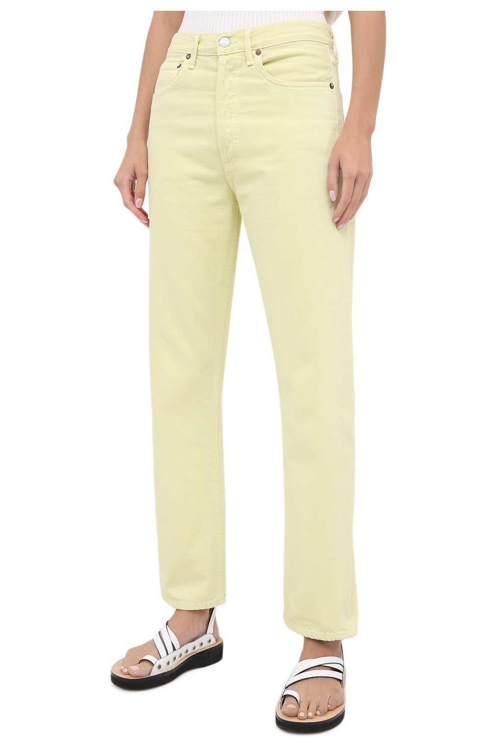 Женские джинсы AGOLDE желтого цвета, арт. A069-1183 | Фото 3 (Кросс-КТ: Деним; Длина (брюки, джинсы): Стандартные; Силуэт Ж (брюки и джинсы): Прямые; Материал внешний: Хлопок, Деним)