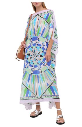 Женское туники из хлопка и шелка EMILIO PUCCI голубого цвета по цене 69200 руб., арт. 0RWL80/0R790 | Фото 2 Женское туники из хлопка и шелка EMILIO PUCCI голубого цвета, арт. 0RWL80/0R790 | Фото 2
