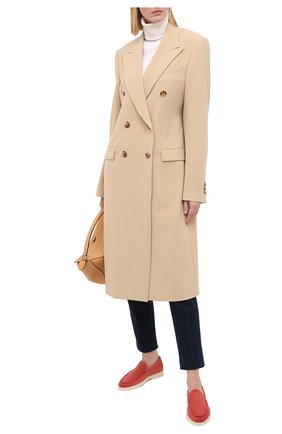Женские замшевые лоферы summer walk LORO PIANA кораллового цвета по цене 51800 руб., арт. FAI1392 | Фото 2 Женские замшевые лоферы summer walk LORO PIANA кораллового цвета, арт. FAI1392 | Фото 2