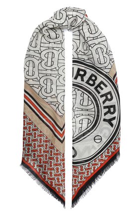 Женская шаль из шерсти и шелка BURBERRY оранжевого цвета по цене 31250 руб., арт. 8030554 | Фото 1 Женская шаль из шерсти и шелка BURBERRY оранжевого цвета, арт. 8030554 | Фото 1
