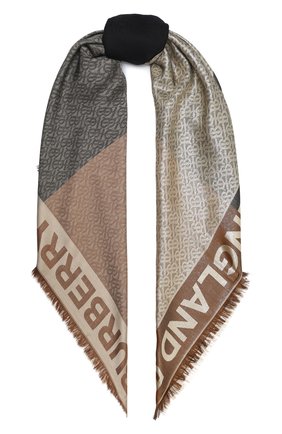 Женская шаль из шелка и шерсти BURBERRY коричневого цвета по цене 41700 руб., арт. 8030934 | Фото 1 Женская шаль из шелка и шерсти BURBERRY коричневого цвета, арт. 8030934 | Фото 1