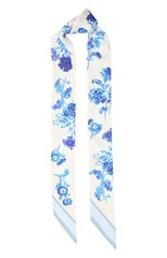 Женский шелковый шарф BURBERRY голубого цвета, арт. 8032254 | Фото 1 (Материал: Текстиль, Шелк; Принт: С принтом)