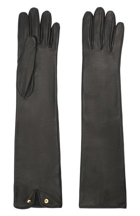 Женские кожаные перчатки BURBERRY черного цвета, арт. 8032265 | Фото 2 (Длина (верхняя одежда): Длинные; Материал: Натуральная кожа)