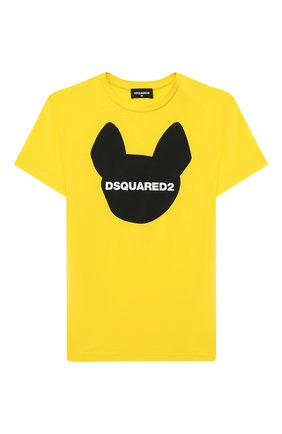 Детская хлопковая футболка DSQUARED2 желтого цвета по цене 7445 руб., арт. DQ048Z-D00XK | Фото 1 Детская хлопковая футболка DSQUARED2 желтого цвета, арт. DQ048Z-D00XK | Фото 1