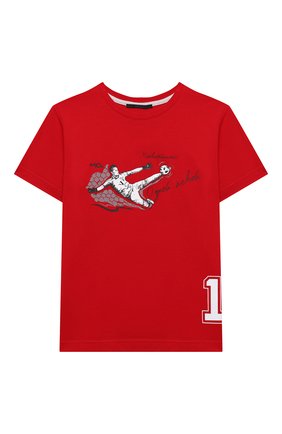 Детская хлопковая футболка MAKODAY красного цвета по цене 3800 руб., арт. MA20T020/CoLy05 | Фото 1 Детская хлопковая футболка MAKODAY красного цвета, арт. MA20T020/CoLy05 | Фото 1