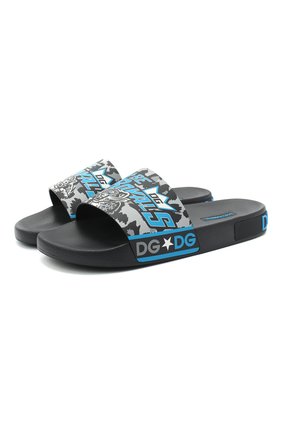 Мужские кожаные шлепанцы jungle sport DOLCE & GABBANA синего цвета по цене 21550 руб., арт. CS1646/AX907 | Фото 1 Мужские кожаные шлепанцы jungle sport DOLCE & GABBANA синего цвета, арт. CS1646/AX907 | Фото 1