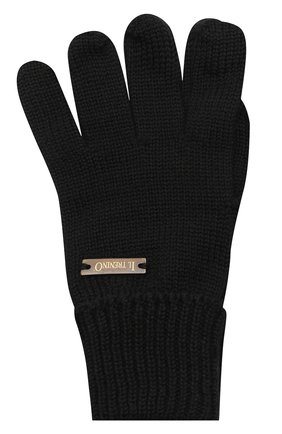 Детские шерстяные перчатки IL TRENINO черного цвета, арт. 20 4055/E0 | Фото 1 (Материал: Шерсть, Текстиль; Региональные ограничения белый список (Axapta Mercury): RU)