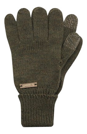 Детские шерстяные перчатки IL TRENINO хаки цвета, арт. 20 4056/E0 | Фото 1 (Материал: Текстиль, Шерсть; Региональные ограничения белый список (Axapta Mercury): RU)