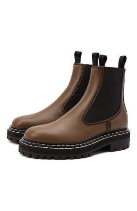 Женские кожаные ботинки PROENZA SCHOULER хаки цвета по цене 65550 руб., арт. PS35115A/12141 | Фото 1 Женские кожаные ботинки PROENZA SCHOULER хаки цвета, арт. PS35115A/12141 | Фото 1