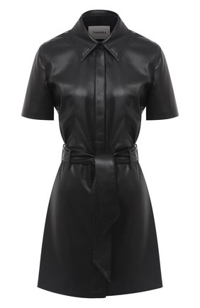 Женское платье с поясом NANUSHKA черного цвета по цене 43950 руб., арт. HALLI_BLACK_VEGAN LEATHER | Фото 1 Женское платье с поясом NANUSHKA черного цвета, арт. HALLI_BLACK_VEGAN LEATHER | Фото 1