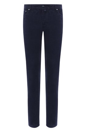 Мужские хлопковые брюки JACOB COHEN темно-синего цвета, арт. J688 C0MF 02077-V/54 | Фото 1 (Стили: Кэжуэл; Материал внешний: Хлопок; Случай: Повседневный; Длина (брюки, джинсы): Стандартные)