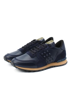 Мужские комбинированные кроссовки rockstud valentino garavani VALENTINO темно-синего цвета по цене 47550 руб., арт. UY2S0748/VRJ | Фото 1 Мужские комбинированные кроссовки rockstud valentino garavani VALENTINO темно-синего цвета, арт. UY2S0748/VRJ | Фото 1
