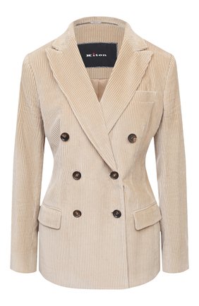 Женский двубортный жакет KITON бежевого цвета по цене 285500 руб., арт. D46523S06325 | Фото 1 Женский двубортный жакет KITON бежевого цвета, арт. D46523S06325 | Фото 1
