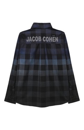 Детская хлопковая рубашка JACOB COHEN синего цвета по цене 20500 руб., арт. J8013 T-01014 | Фото 2 Детская хлопковая рубашка JACOB COHEN синего цвета, арт. J8013 T-01014 | Фото 2