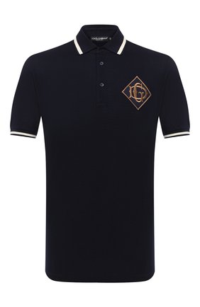 Мужское хлопковое поло DOLCE & GABBANA темно-синего цвета по цене 33250 руб., арт. G8LB0Z/G7TWE | Фото 1 Мужское хлопковое поло DOLCE & GABBANA темно-синего цвета, арт. G8LB0Z/G7TWE | Фото 1