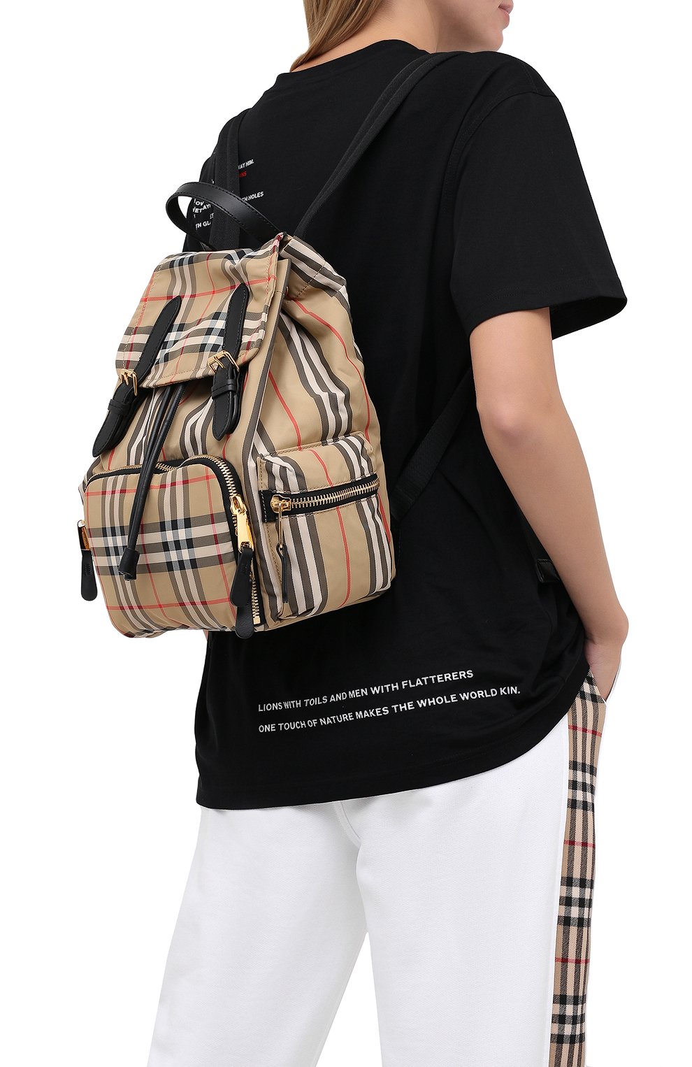 Женский рюкзак rucksack medium BURBERRY бежевого цвета, арт. 8032709 | Фото 2 (Размер: medium; Ремень/цепочка: На ремешке; Материал: Текстиль)