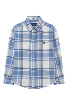 Детская хлопковая рубашка POLO RALPH LAUREN голубого цвета по цене 5955 руб., арт. 321785811 | Фото 1 Детская хлопковая рубашка POLO RALPH LAUREN голубого цвета, арт. 321785811 | Фото 1
