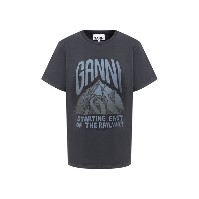 фото Хлопковая футболка ganni